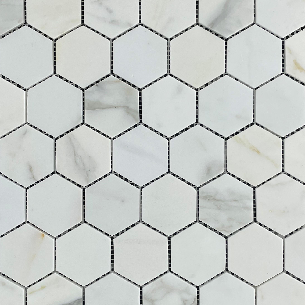 Calacatta Gold Hexagon 48mm Marble Mosaic - RMS Natural Stone and Ceramics