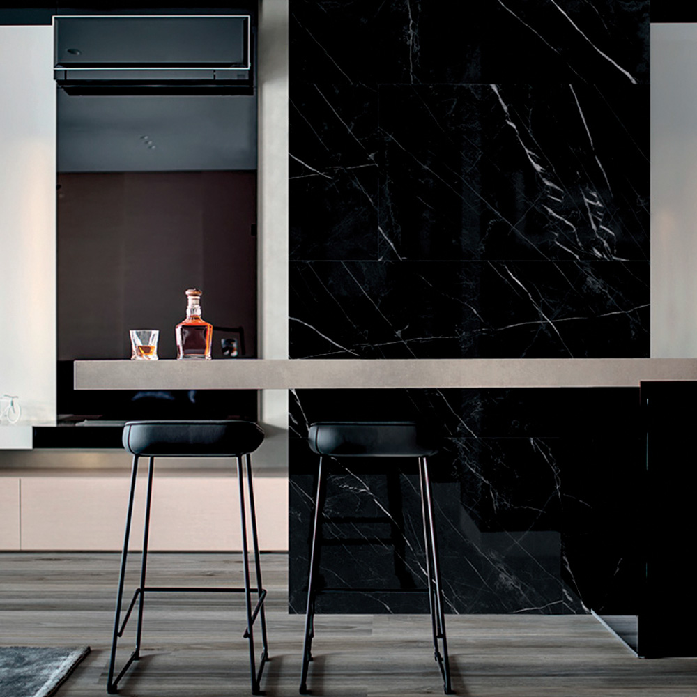 Marquina Black Porcelain Slab Wall - RMS Marble